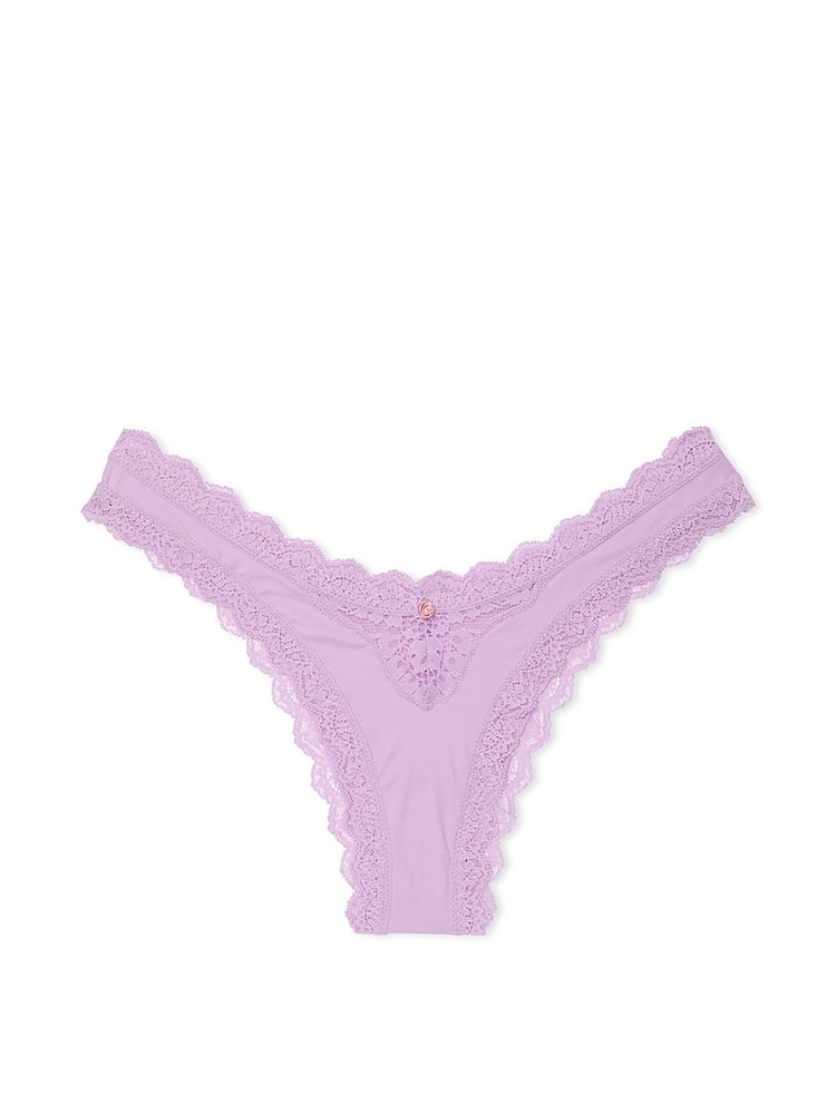 Victoria's Secret Silky Lilac Purple Lace Trim Brazilian Knickers - Image 3 of 3