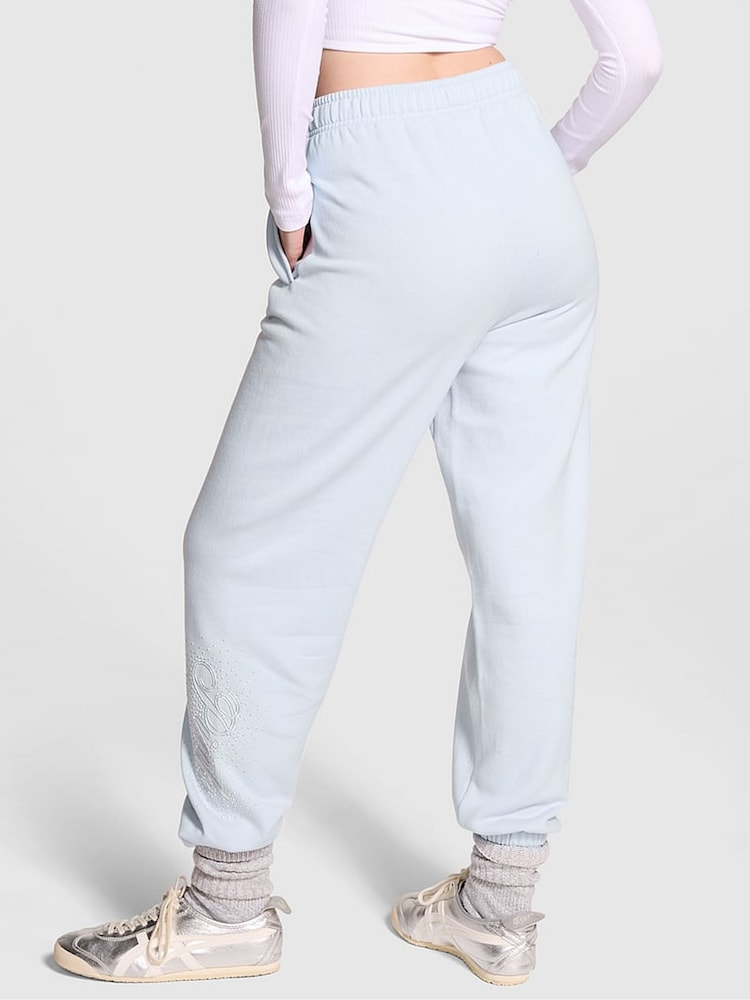 Victoria's Secret PINK Hydrangea Blue Cuffed Diamante Fleece Joggers - Image 2 of 4