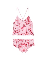 Victoria's Secret Pink Bows Satin Open Back Cami & Shorts Set - Image 3 of 4