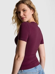 Victoria's Secret PINK Purple Rose Cotton T-Shirt - Image 2 of 3