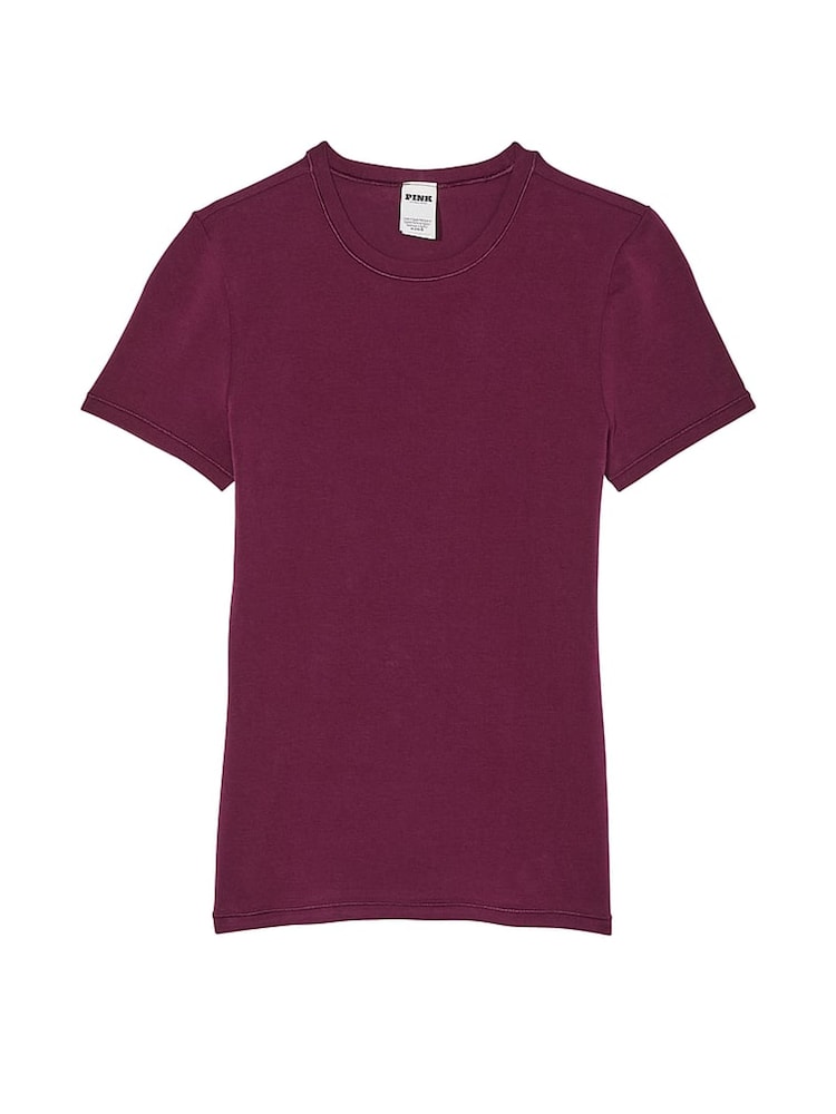 Victoria's Secret PINK Purple Rose Cotton T-Shirt - Image 3 of 3