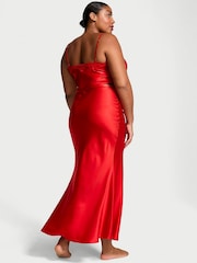 Victoria's Secret Vermillion Red Satin Lace-Trim Cropped Top & Slip Skirt Set - Image 2 of 3