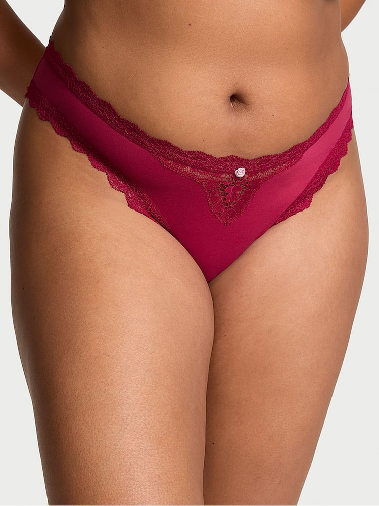 Victoria's Secret Campari Red Lace Trim Brazilian Knickers - Image 1 of 3
