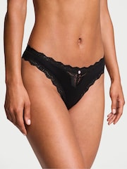 Victoria's Secret Black Lace Trim Thong Knickers - Image 1 of 3