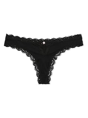 Victoria's Secret Black Lace Trim Thong Knickers - Image 3 of 3