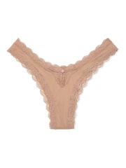 Victoria's Secret Praline Nude Lace Trim Brazilian Knickers - Image 3 of 3