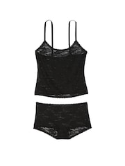 Victoria's Secret PINK Black Lace Tank Top & Knicker Pyjama Set - Image 3 of 3