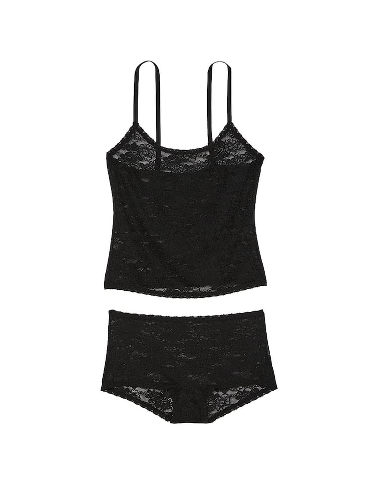 Victoria's Secret PINK Black Lace Tank Top & Knicker Pyjama Set - Image 3 of 3