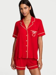 Victoria's Secret Lipstick w Love Graphic Red Modal Short Pyjama Set - Image 1 of 3