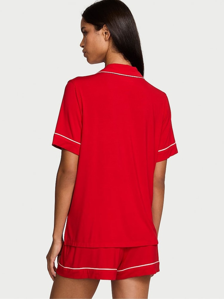 Victoria's Secret Lipstick w Love Graphic Red Modal Short Pyjama Set - Image 2 of 3
