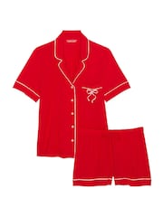 Victoria's Secret Lipstick w Love Graphic Red Modal Short Pyjama Set - Image 3 of 3