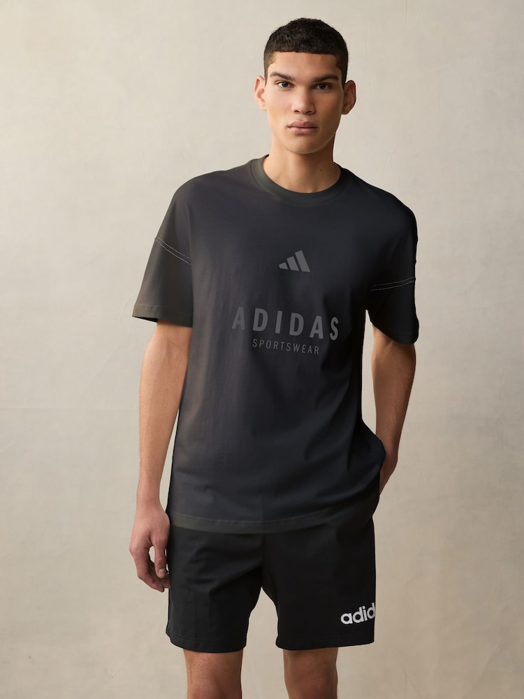 adidas Black SZN 100% Cotton Graphic T-Shirt - Image 1 of 7