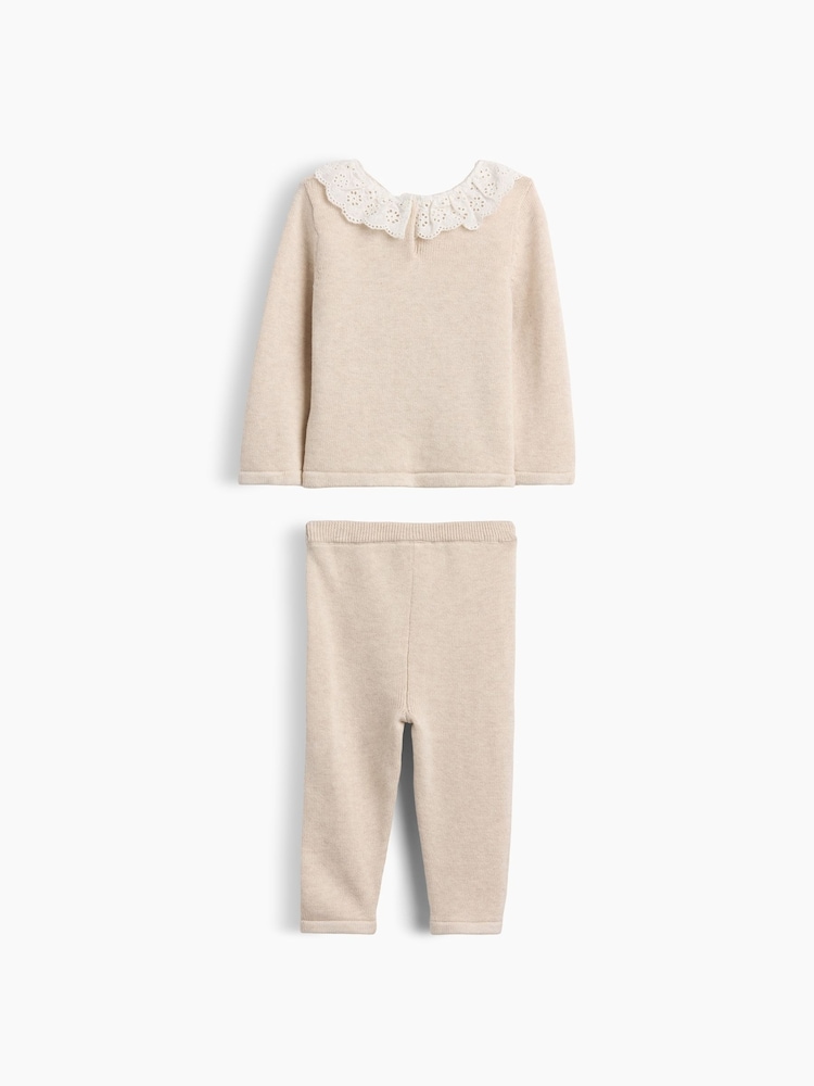 Gap Cream Eyelet Ruffle Collar Jumper Set (0-24mths) - Image 2 of 3 Gap Cream Eyelet Ruffle Collar Jumper Set (0-24mths) - Image 2 of 3