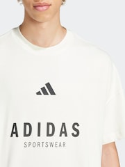 adidas White SZN 100% Cotton Graphic T-Shirt - Image 10 of 11