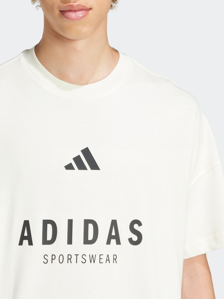 adidas White SZN 100% Cotton Graphic T-Shirt - Image 10 of 11