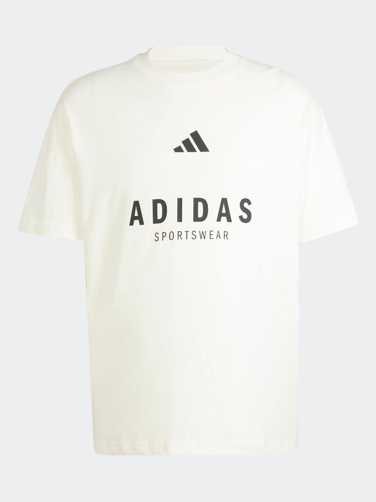 adidas White SZN 100% Cotton Graphic T-Shirt - Image 11 of 11