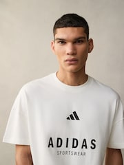 adidas White SZN 100% Cotton Graphic T-Shirt - Image 5 of 11