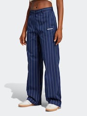 adidas originals Blue Pinstripe Wide Trousers - Image 1 of 6