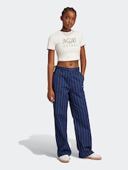 adidas originals Blue Pinstripe Wide Trousers - Image 3 of 6