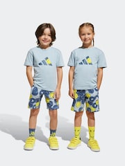 adidas Blue Smiley T-Shirt and Shorts Set - Image 1 of 8
