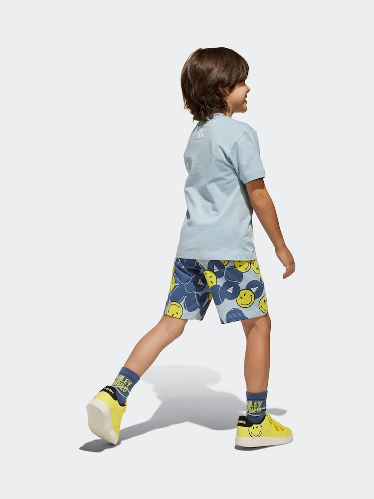adidas Blue Smiley T-Shirt and Shorts Set - Image 2 of 8