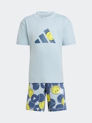adidas Blue Smiley T-Shirt and Shorts Set - Image 6 of 8