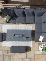 Barker and Stonehouse Grey Maine Aluminium Reclining Corner Garden Dining Set with Fire Pit - Image 1 of 6