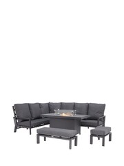 Barker and Stonehouse Grey Maine Aluminium Reclining Corner Garden Dining Set with Fire Pit - Image 2 of 6