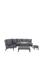 Barker and Stonehouse Grey Maine Aluminium Reclining Corner Garden Dining Set with Fire Pit - Image 3 of 6