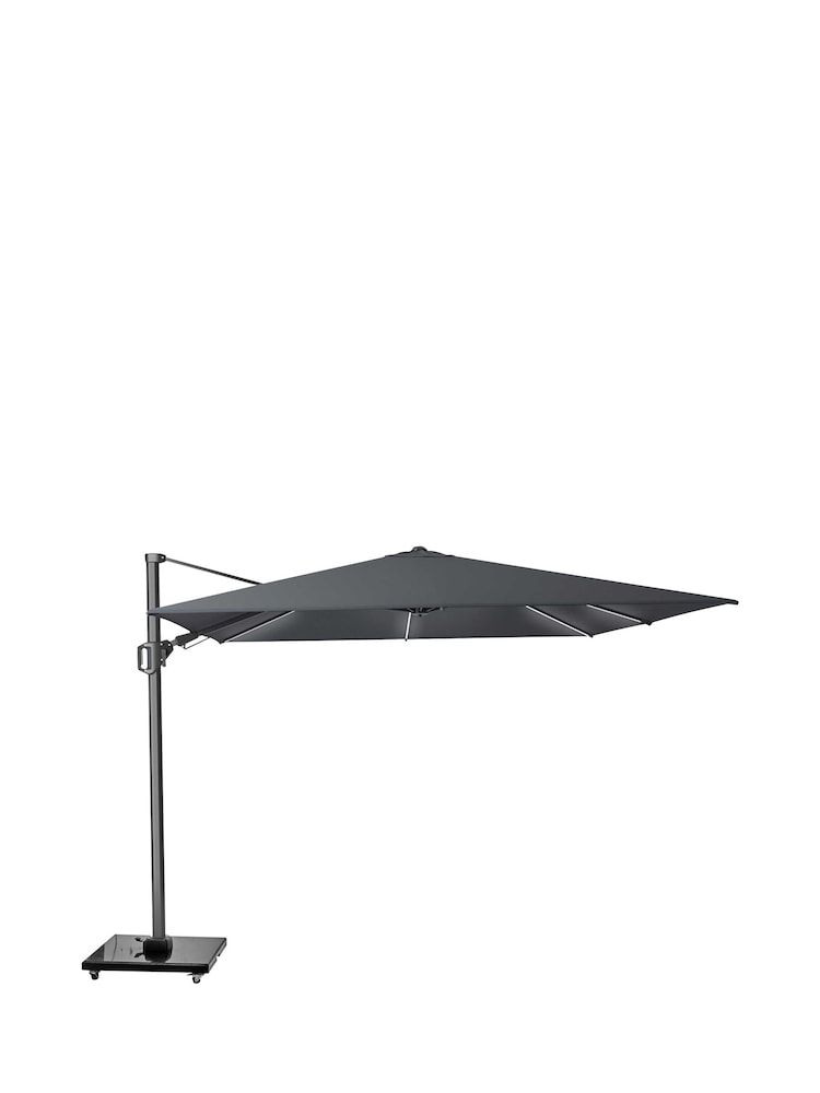 Barker and Stonehouse Grey Lux Garden LED Parasol and Base with Wheels - Image 2 of 7
