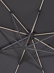 Barker and Stonehouse Grey Lux Garden LED Parasol and Base with Wheels - Image 7 of 7