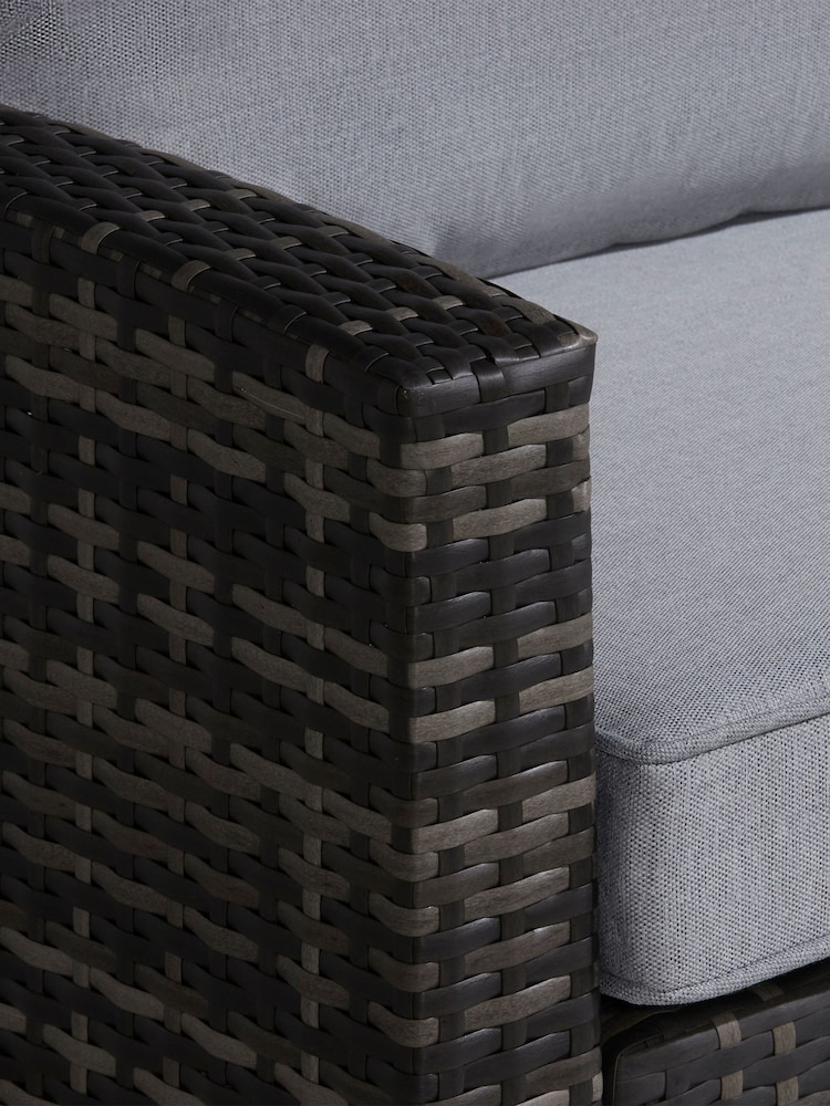 Barker and Stonehouse Grey Madeira Rattan L Shape Garden Corner Sofa Dining Set with Table - Image 7 of 7