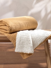 Yard Yellow Ronan Sherpa Waffle 100% Cotton Throw - Image 1 of 6