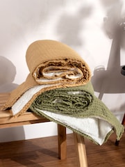 Yard Yellow Ronan Sherpa Waffle 100% Cotton Throw - Image 2 of 6