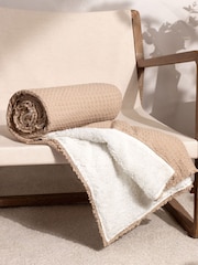 Yard Taupe Ronan Sherpa Waffle 100% Cotton Throw - Image 1 of 6
