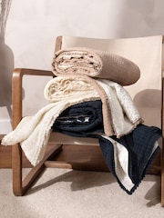 Yard Taupe Ronan Sherpa Waffle 100% Cotton Throw - Image 2 of 6