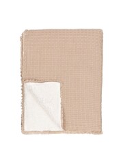 Yard Taupe Ronan Sherpa Waffle 100% Cotton Throw - Image 4 of 6