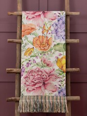 Voyage Maison Fuchsia Idalia Floral Fringed Cotton/Linen Mix Throw - Image 3 of 7