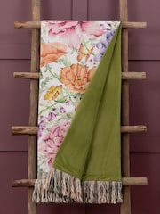Voyage Maison Fuchsia Idalia Floral Fringed Cotton/Linen Mix Throw - Image 4 of 7