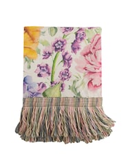 Voyage Maison Fuchsia Idalia Floral Fringed Cotton/Linen Mix Throw - Image 6 of 7