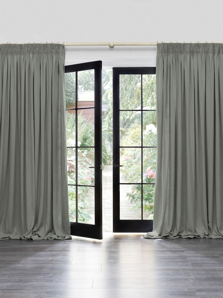 Voyage Maison Flint Hawley Plain Pencil Pleat Curtains - Image 1 of 2