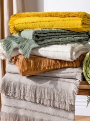 Furn Pistachio Hazie Linear Woven Throw - Image 2 of 3