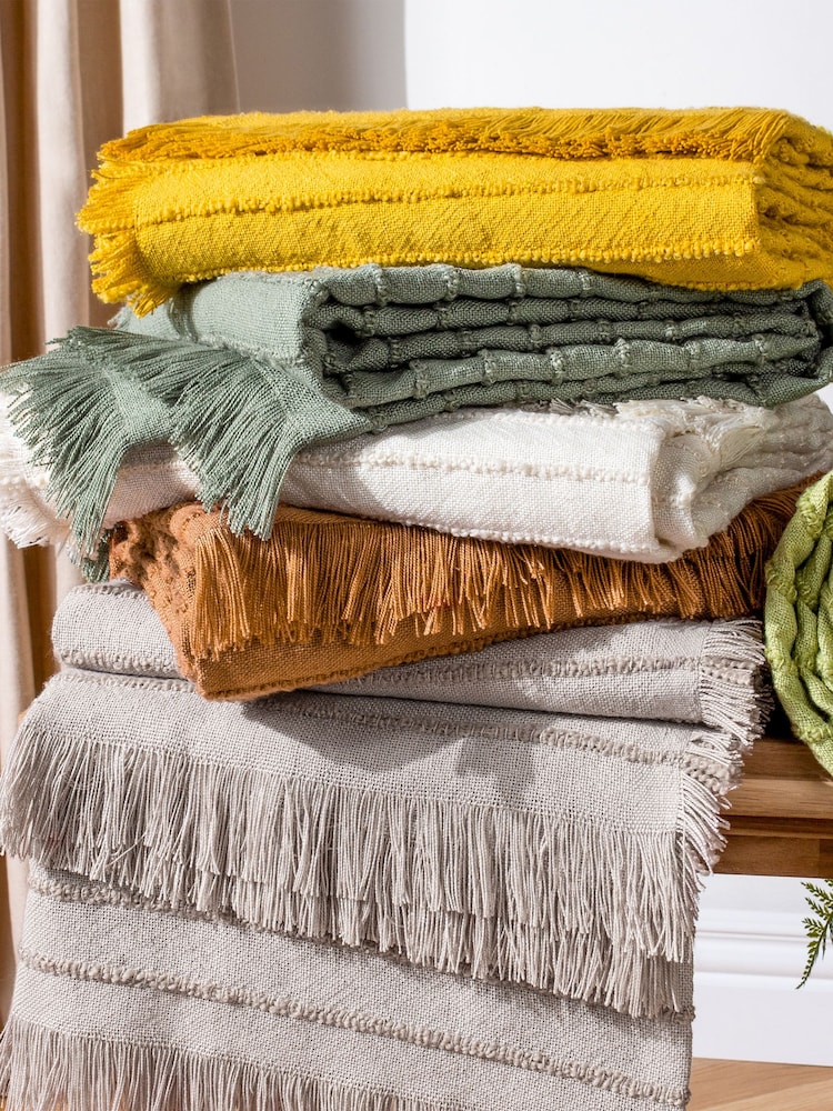 Furn Pistachio Hazie Linear Woven Throw - Image 2 of 3