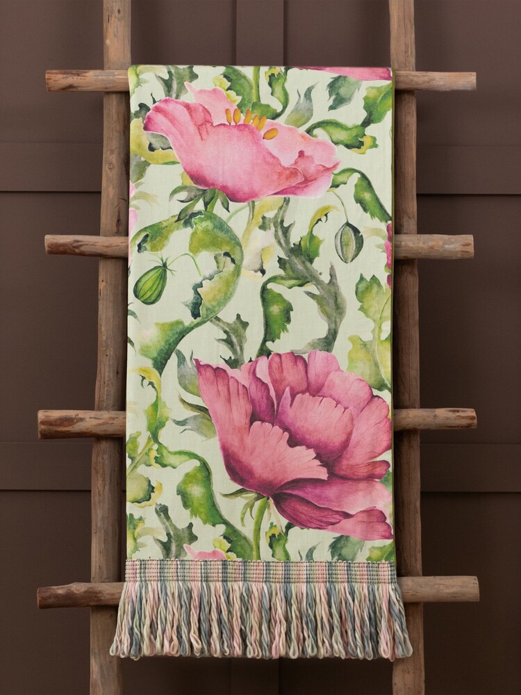 Voyage Maison Sage Valeria Floral Fringed Cotton/Linen Mix Throw - Image 2 of 6