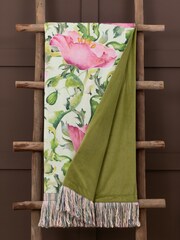 Voyage Maison Sage Valeria Floral Fringed Cotton/Linen Mix Throw - Image 3 of 6