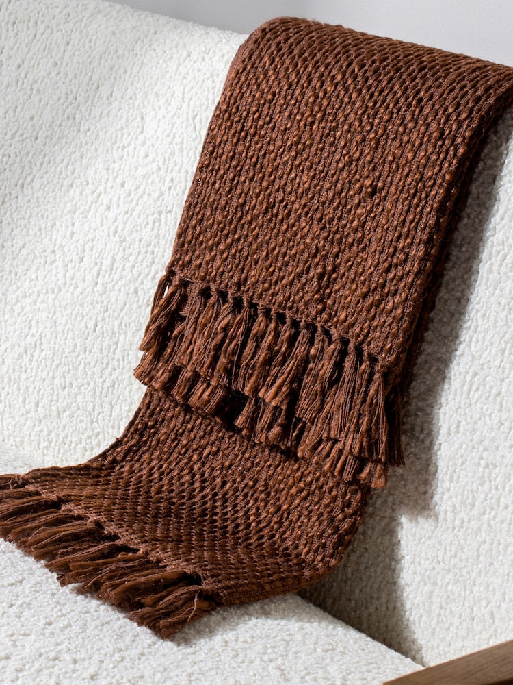 HÖEM Chestnut Morni Woven Fringed Throw - Image 1 of 4
