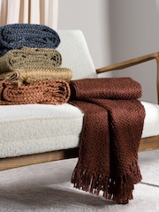 HÖEM Chestnut Morni Woven Fringed Throw - Image 2 of 4