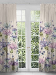 Voyage Maison Thistle Damson Eilean Donan Floral Cotton/Linen Mix Pencil Pleat Curtains - Image 1 of 1