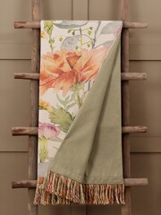 Voyage Maison Linen Delamere Floral Fringed Throw - Image 4 of 7
