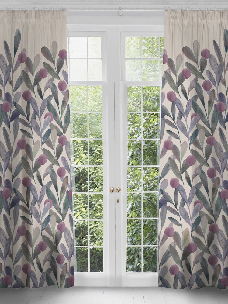 Voyage Maison Violet Enso Floral Pencil Pleat Curtains - Image 1 of 1